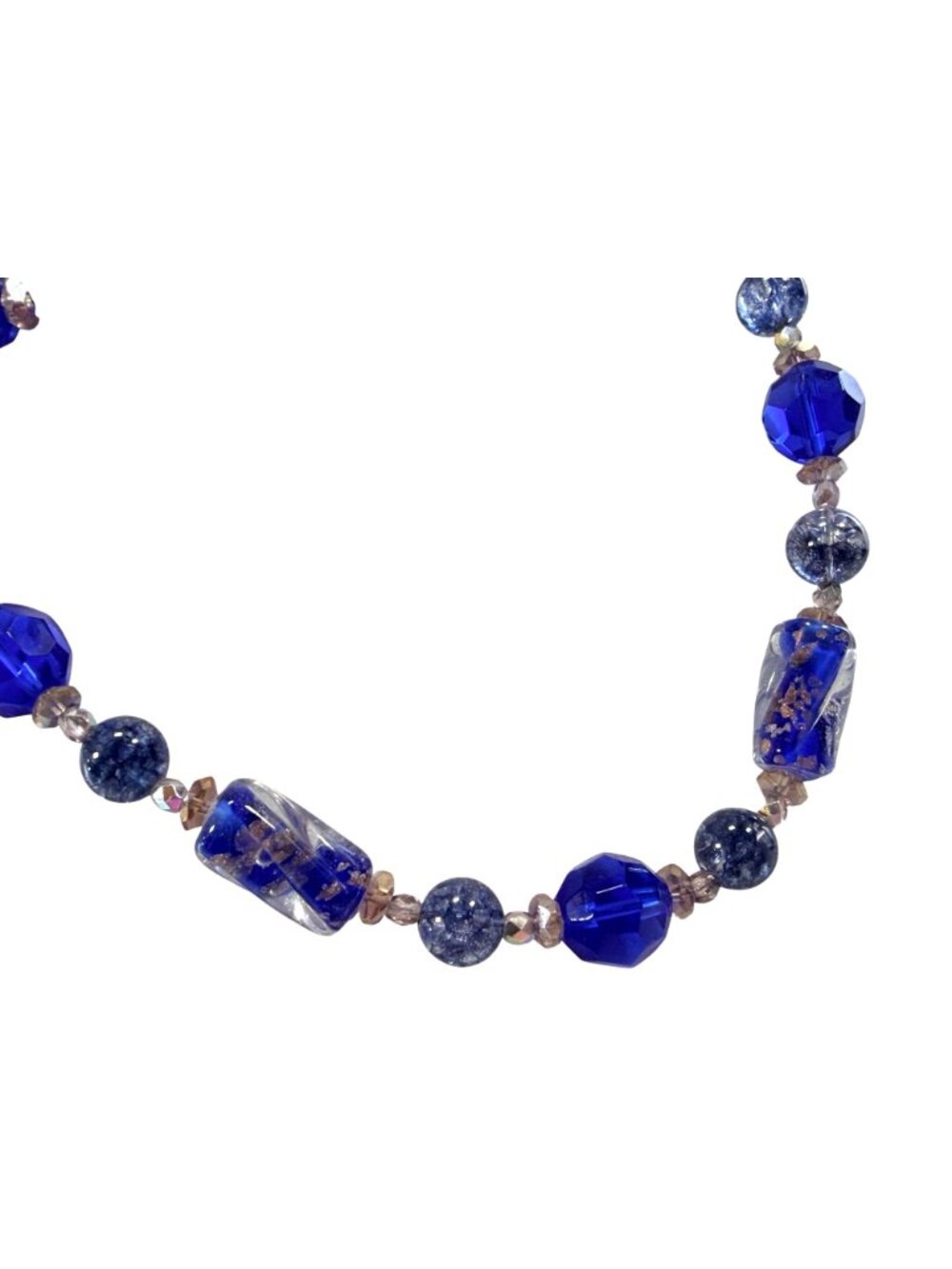 Cobalt Blue Glass Bead Necklace 28" Toggle Clasp Handmade Jewelry Statement - Picture 3 of 7